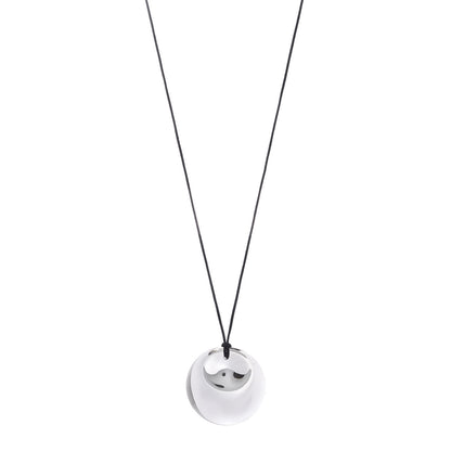 Tiffany Sterling Silver Elsa Peretti Round Disc Pendant Cord Necklace 1 of 6