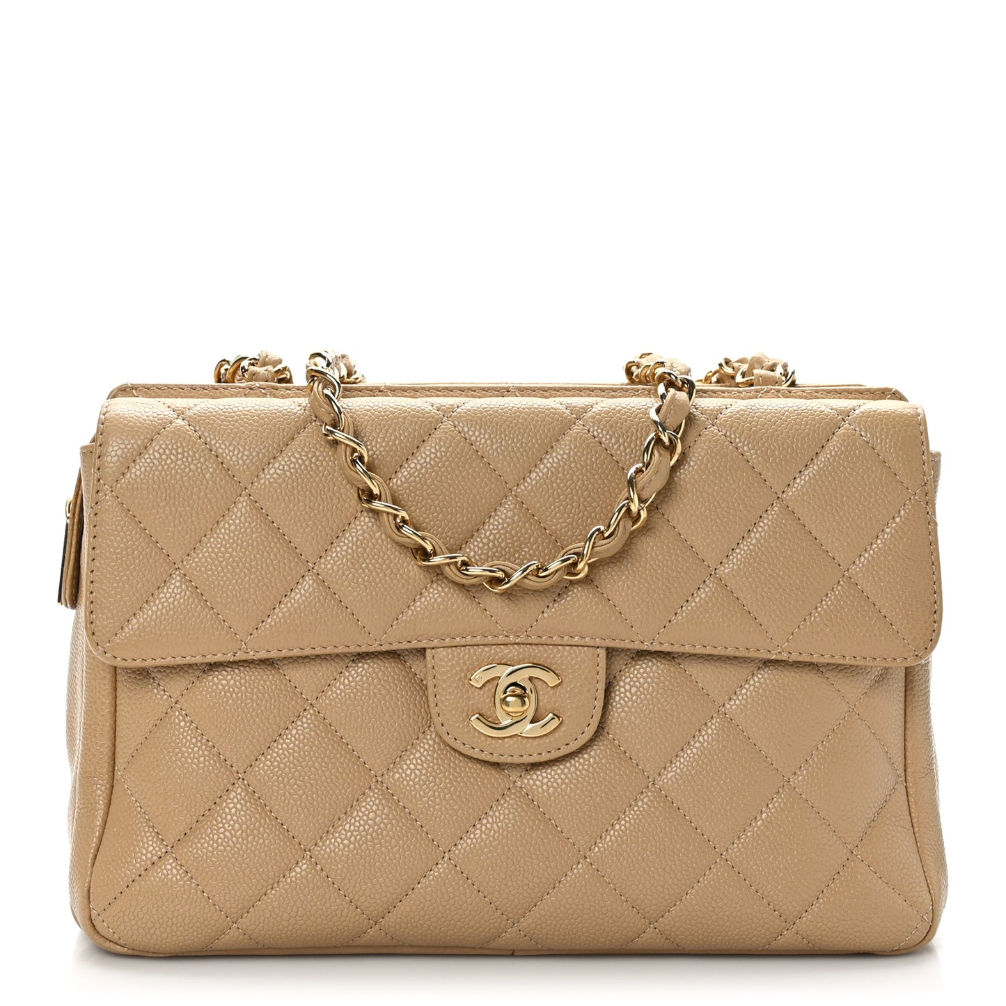 Caviar Quilted Camera Case Beige