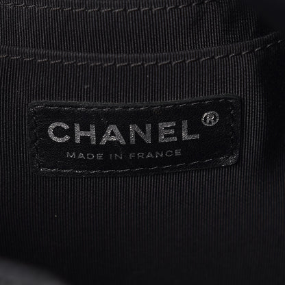 Chanel Deerskin Chevron Large CC Chain Bucket Drawstring Bag Black 9 of 10