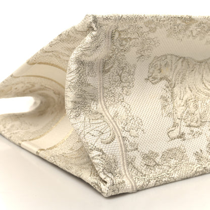 Christian Dior Canvas Embroidered Medium Dioriviera Toile De Jouy Book Tote Gold 9 of 11