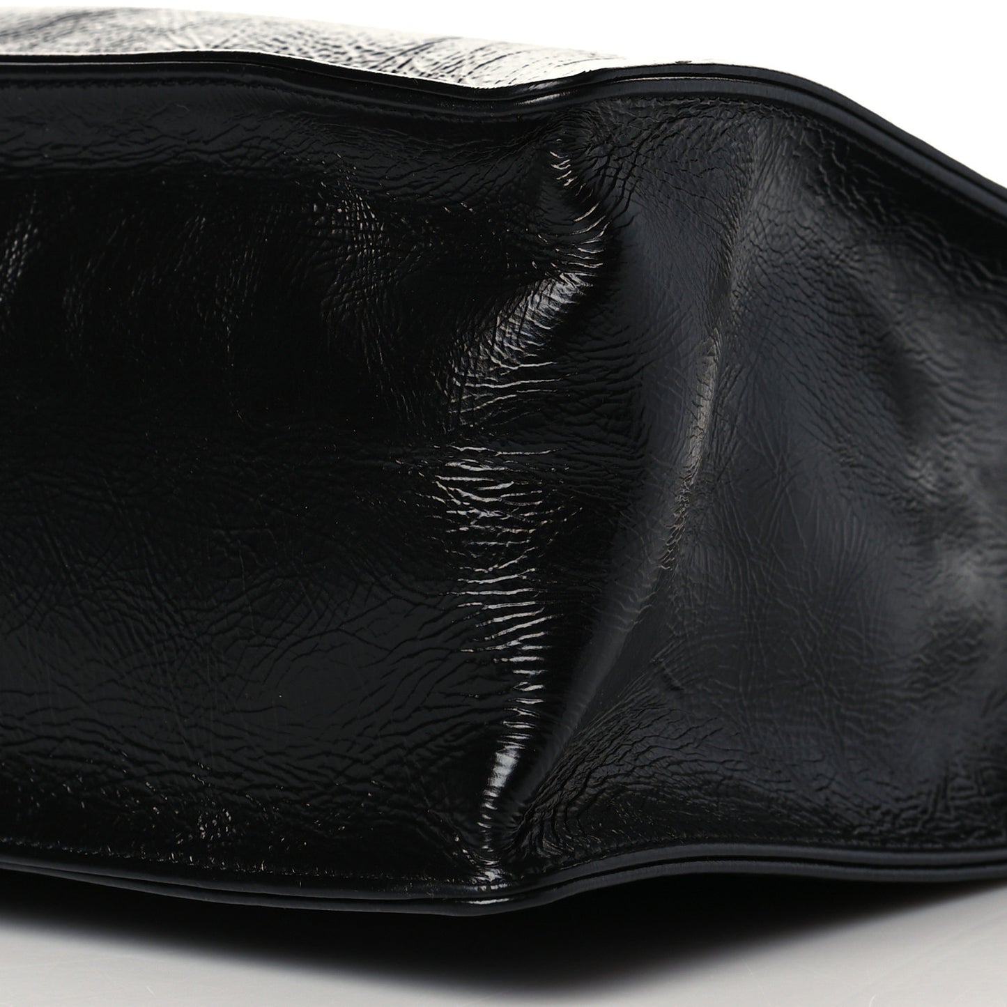 Shiny Aged Calfskin Shopping Bag Black