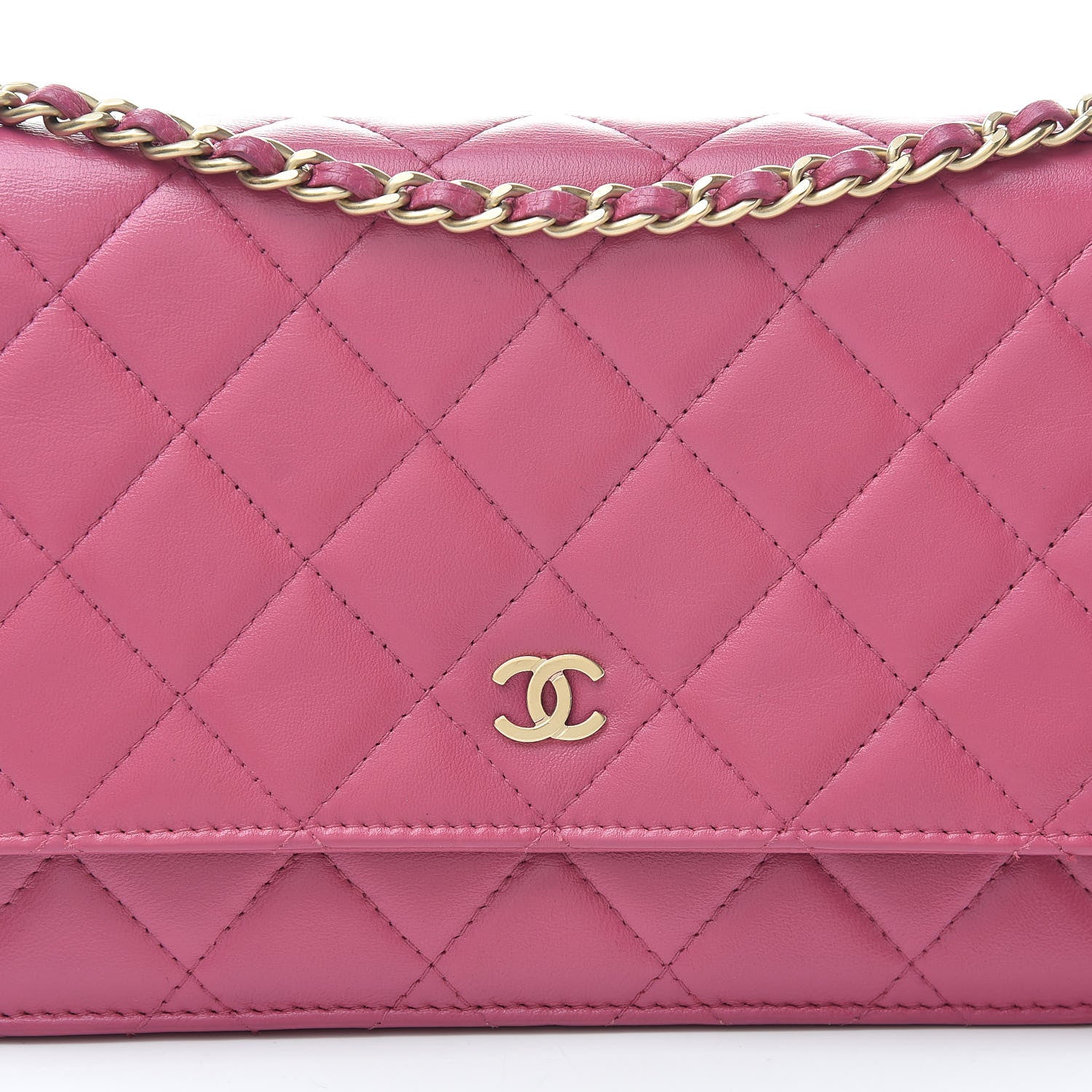 Chanel Lambskin Quilted Wallet On Chain WOC Pink 9 of 14