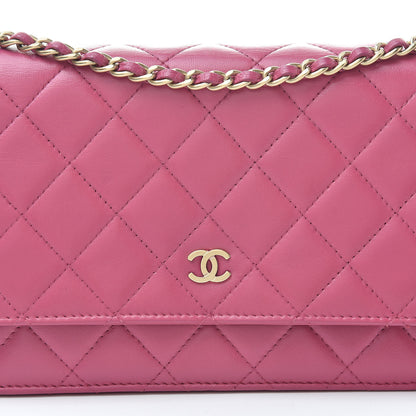 Chanel Lambskin Quilted Wallet On Chain WOC Pink 9 of 14