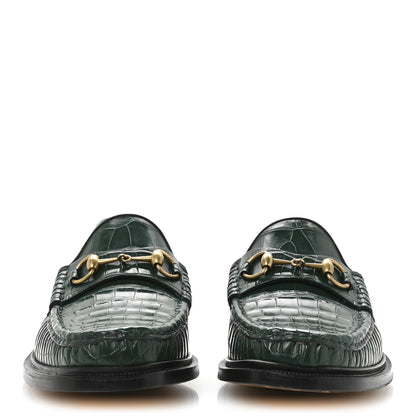 Gucci Alligator Nappa Mens Horsebit Loafers 11 Vintage Green 3 of 9