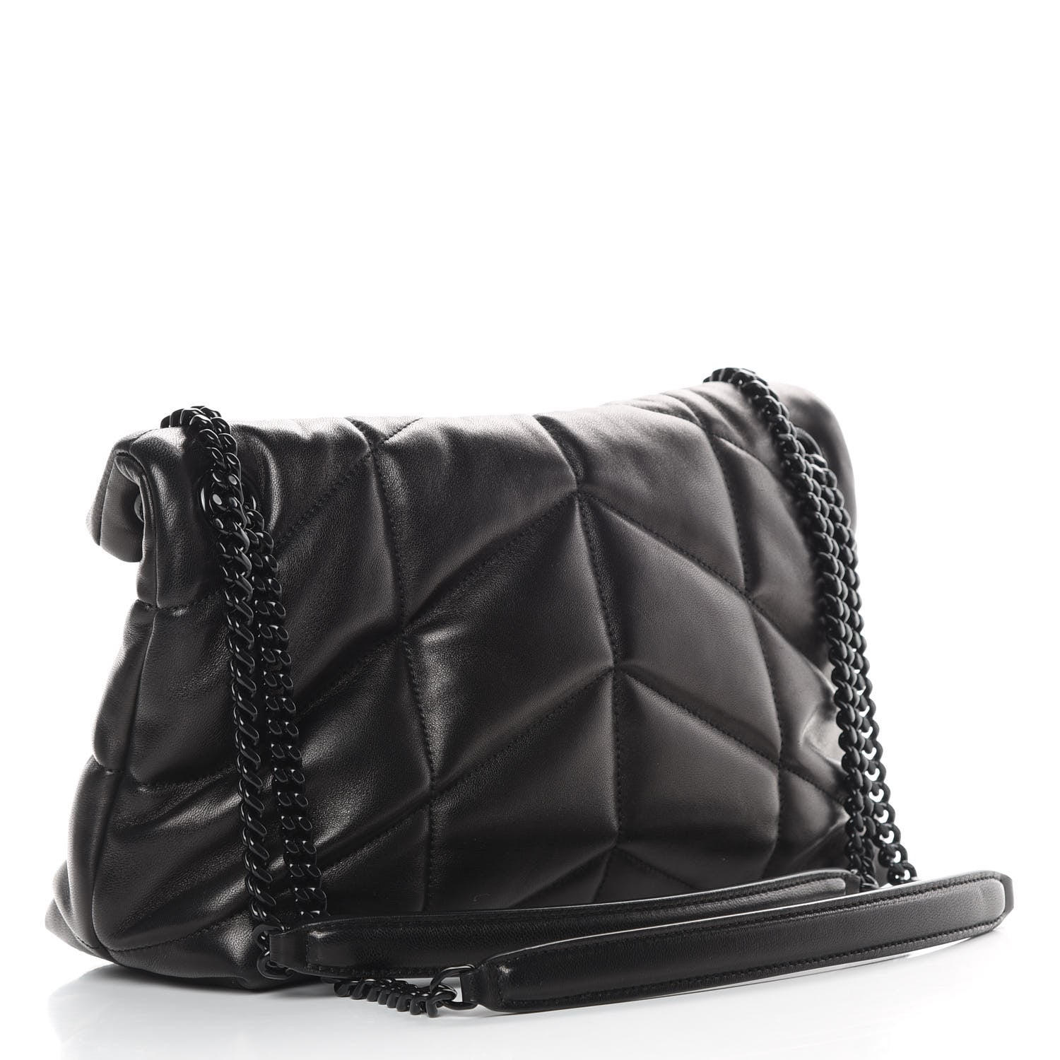 Saint Laurent Lambskin Quilted Small Loulou Puffer Monogram Chain Satchel Black 3 of 12