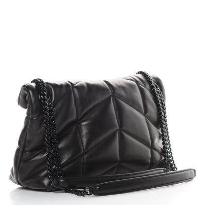 Saint Laurent Lambskin Quilted Small Loulou Puffer Monogram Chain Satchel Black 3 of 12