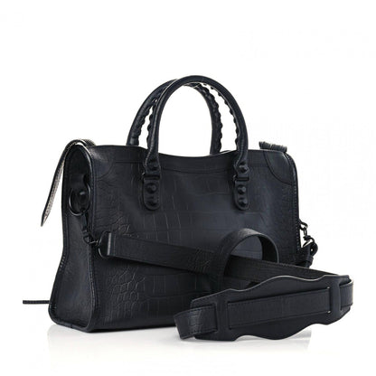 Balenciaga Matte Supple Lambskin Crocodile Embossed Classic Black Hardware S City Black 3 of 12