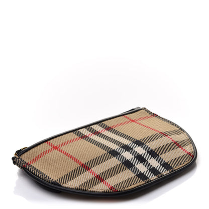 Burberry Cotton Calfskin Vintage Check Small Olympia Zip Pouch Archive Beige 4 of 6