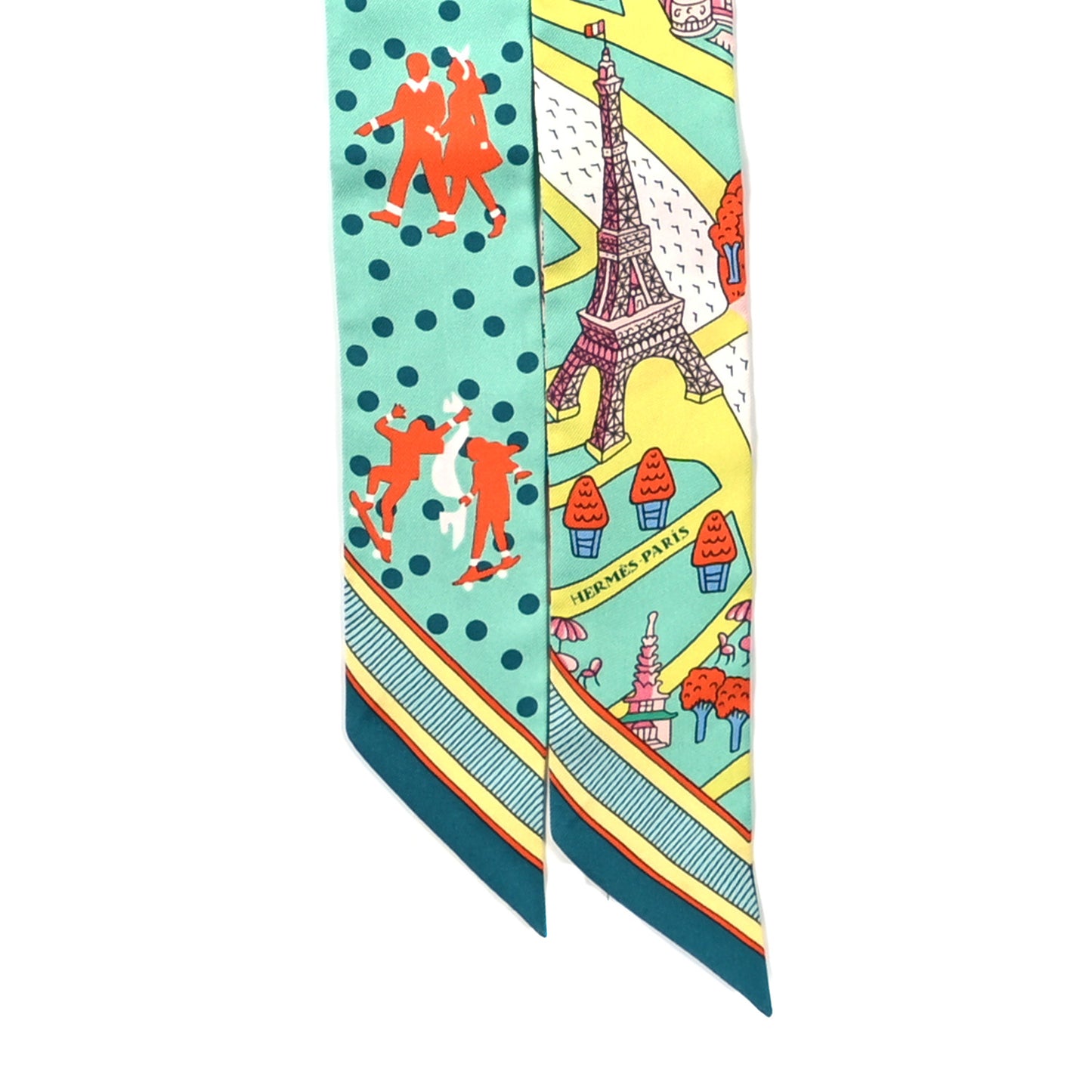 Silk Les Nouveaux Amoureux de Paris Twilly Vert D'eau Jaune Fluo Orange