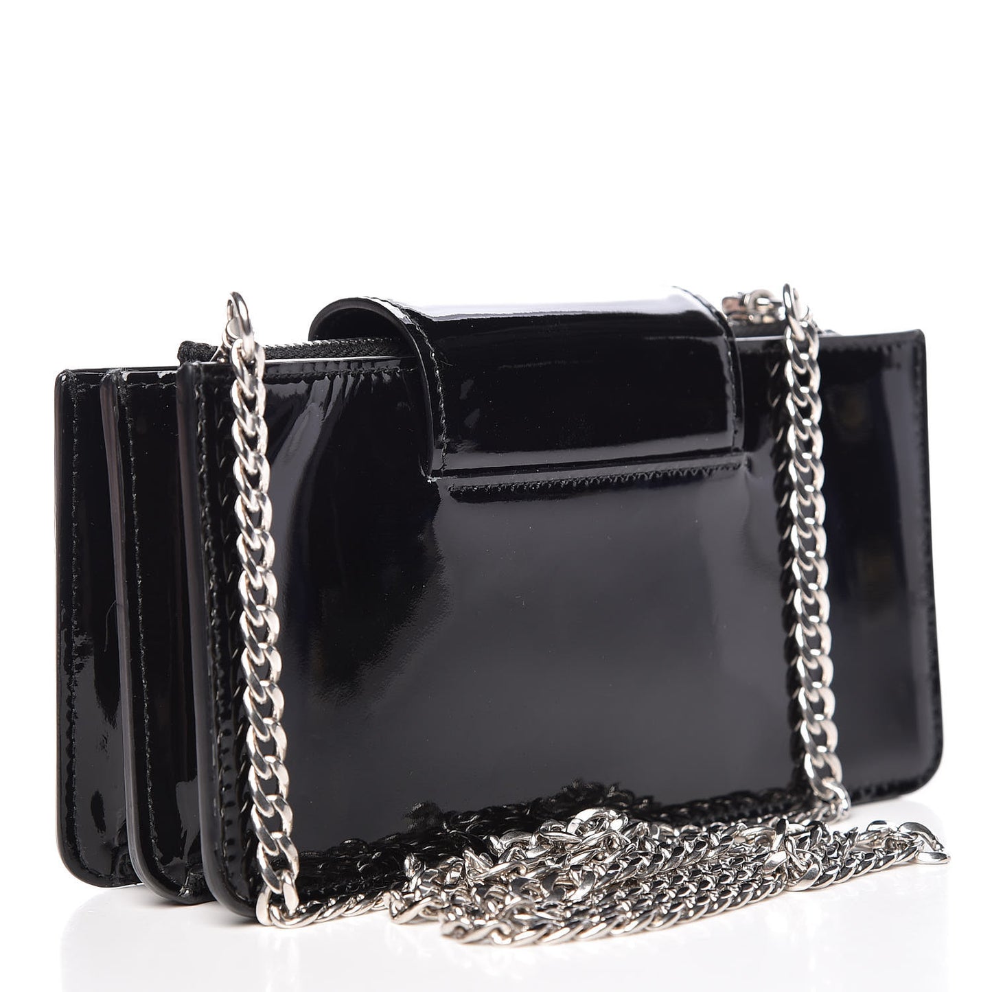 Vernice Crystal Logo Mini Crossbody Black