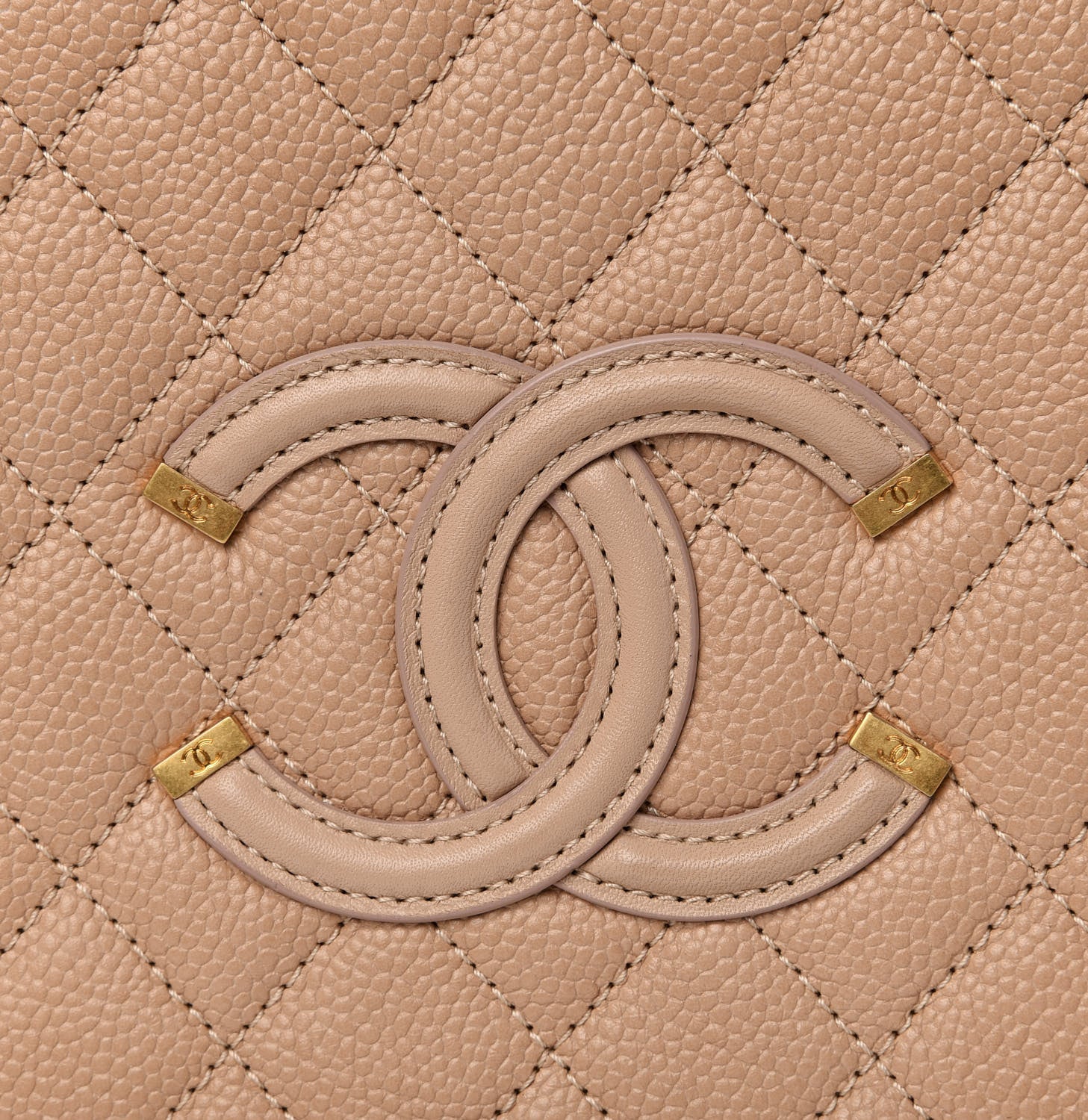 Chanel Caviar Quilted Medium CC Filigree Vanity Case Beige 8 of 8