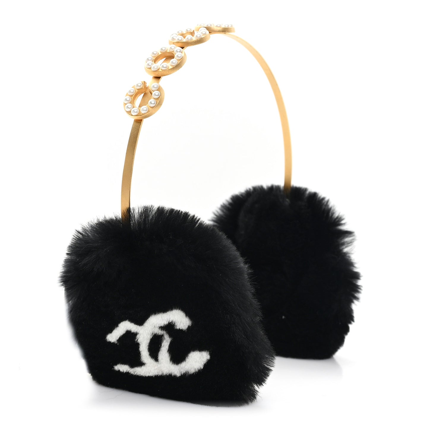 Rabbit Fur Coco Earmuffs Black Gold