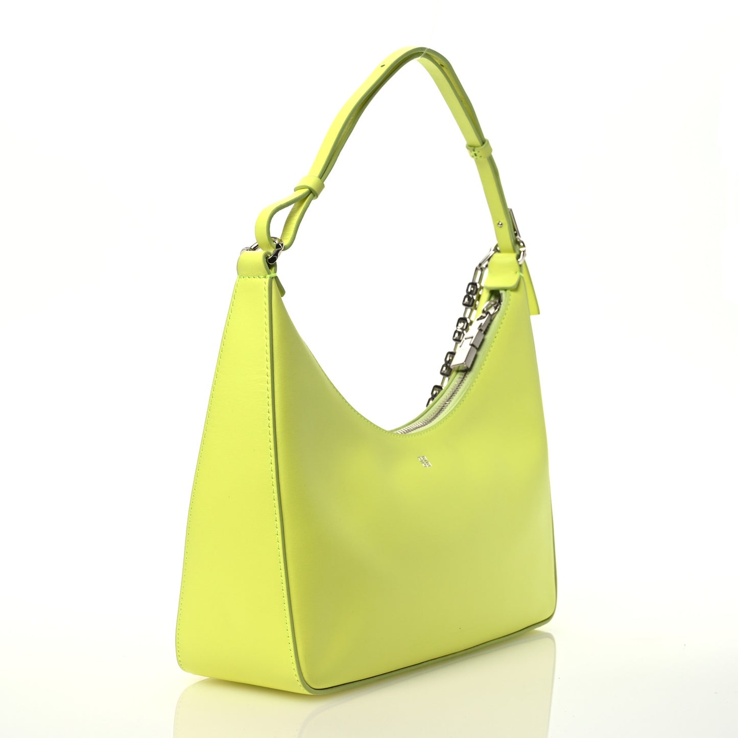 Smooth Calfskin Small Moon Cut Out Shoulder Bag Fluo Yellow
