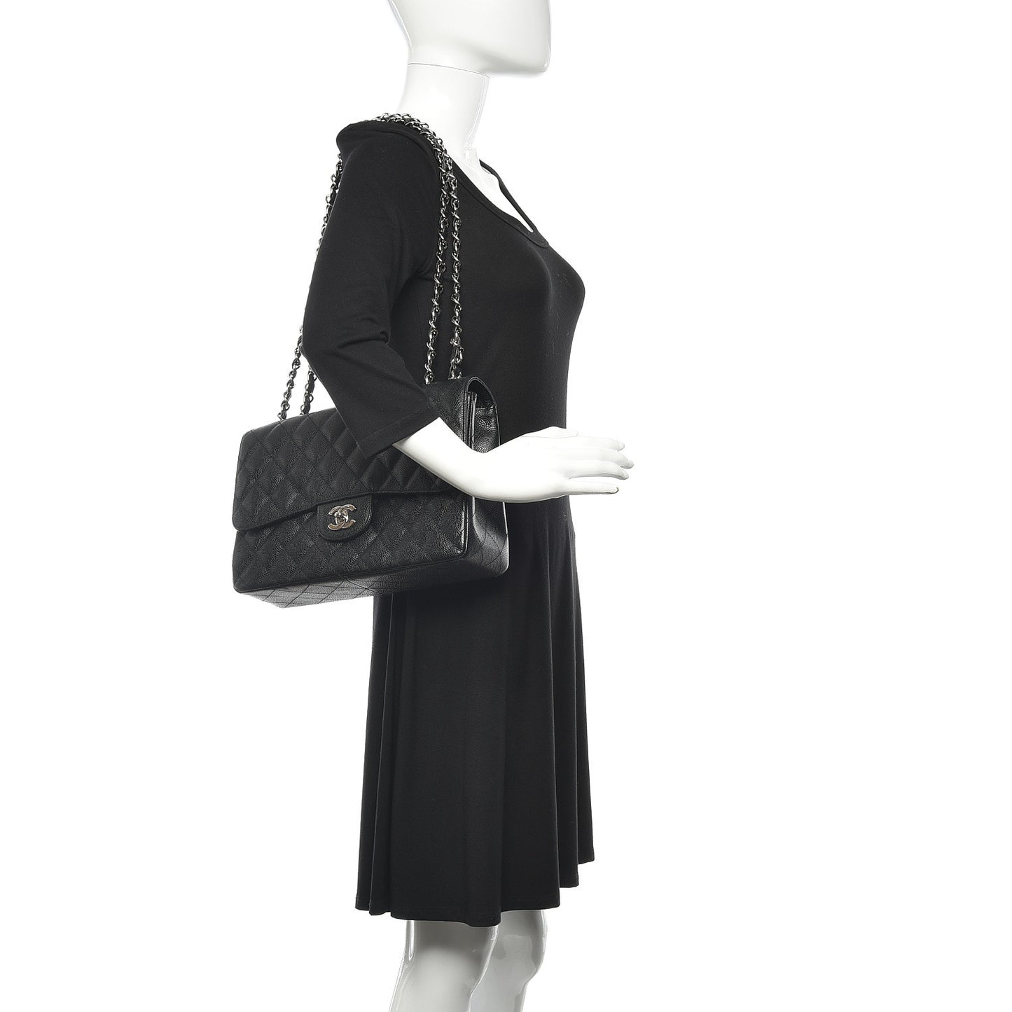 Caviar Quilted Jumbo Single Flap Black