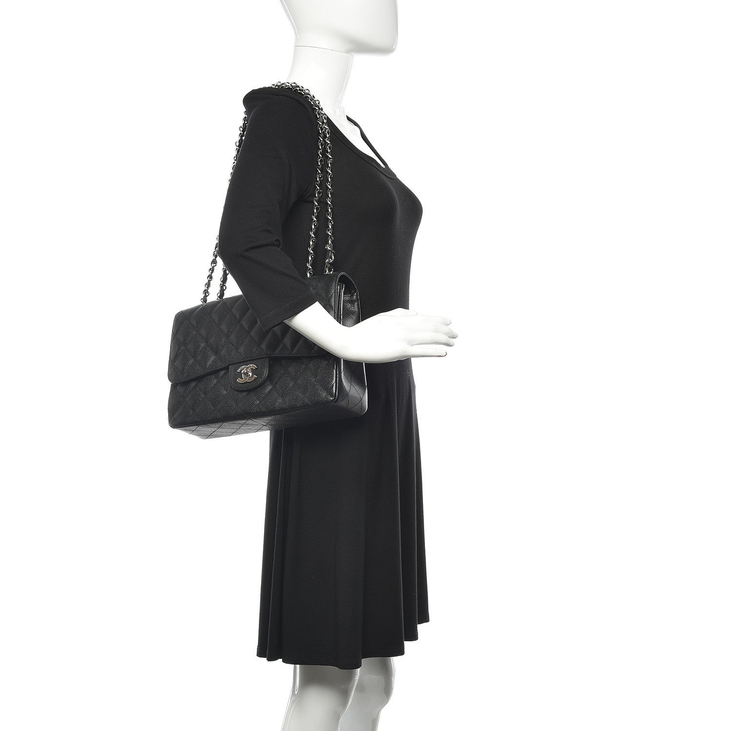 Chanel Caviar Quilted Jumbo Single Flap Black 2 of 12