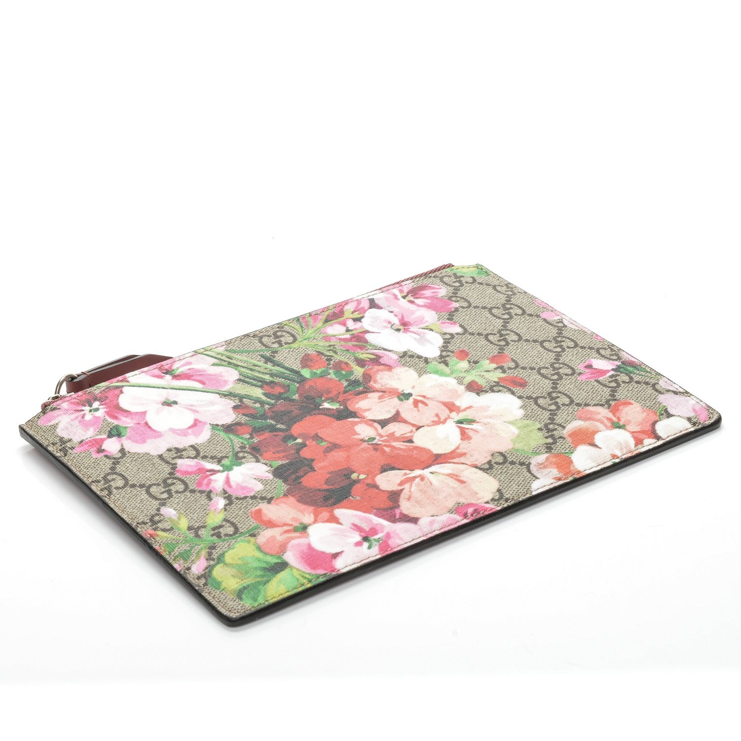 Gucci GG Supreme Monogram Blooms Small Zip Pouch Beige Multicolor Dry Rose 4 of 6