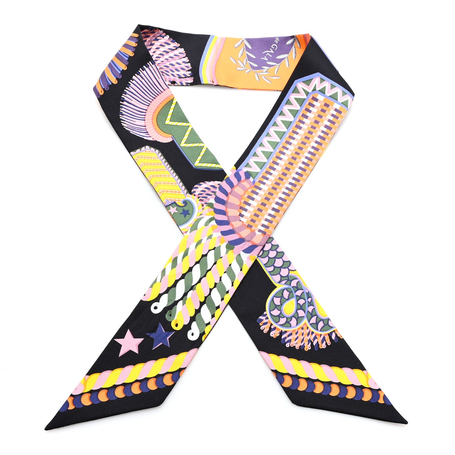 Hermes Silk Epaulettes De Gala Twilly Black Multicolor 1 of 3