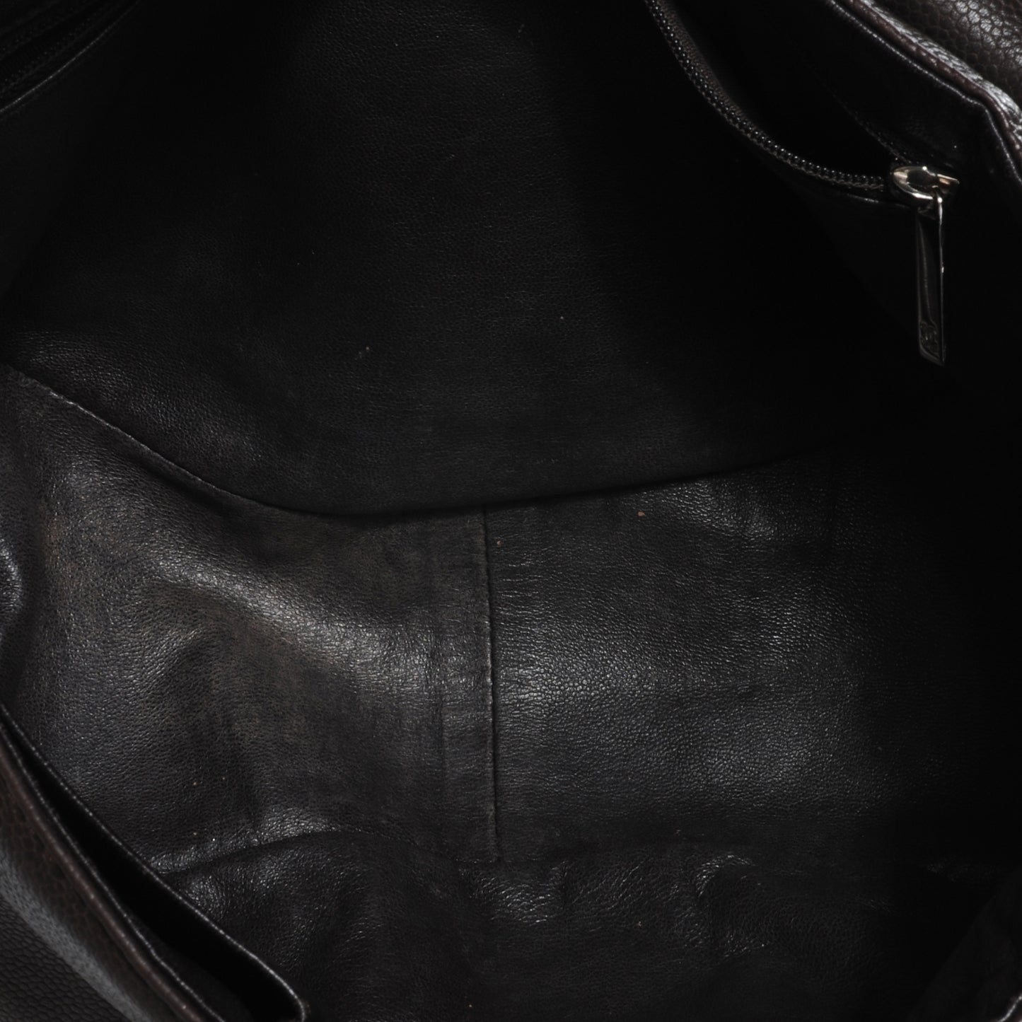 Caviar Half Moon Large Flap Dark Brown
