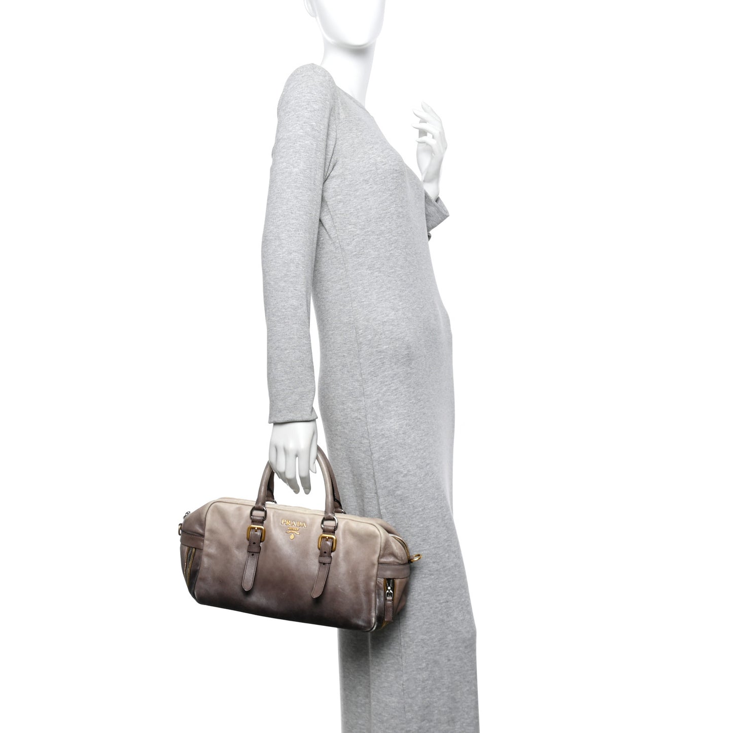 Glace Calfskin Zippers Satchel  Ardesia Fumo