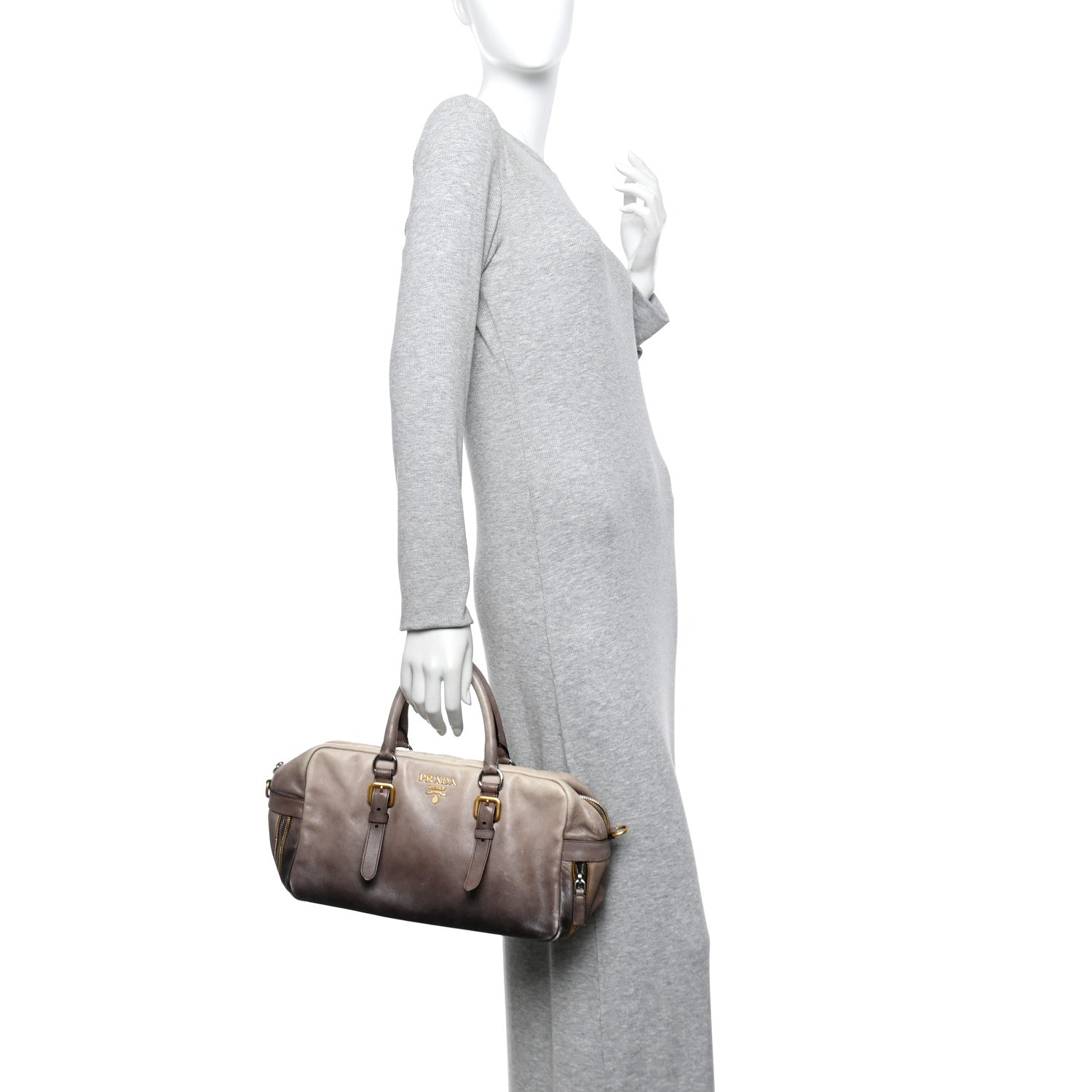 Prada Glace Calfskin Zippers Satchel  Ardesia Fumo 2 of 9