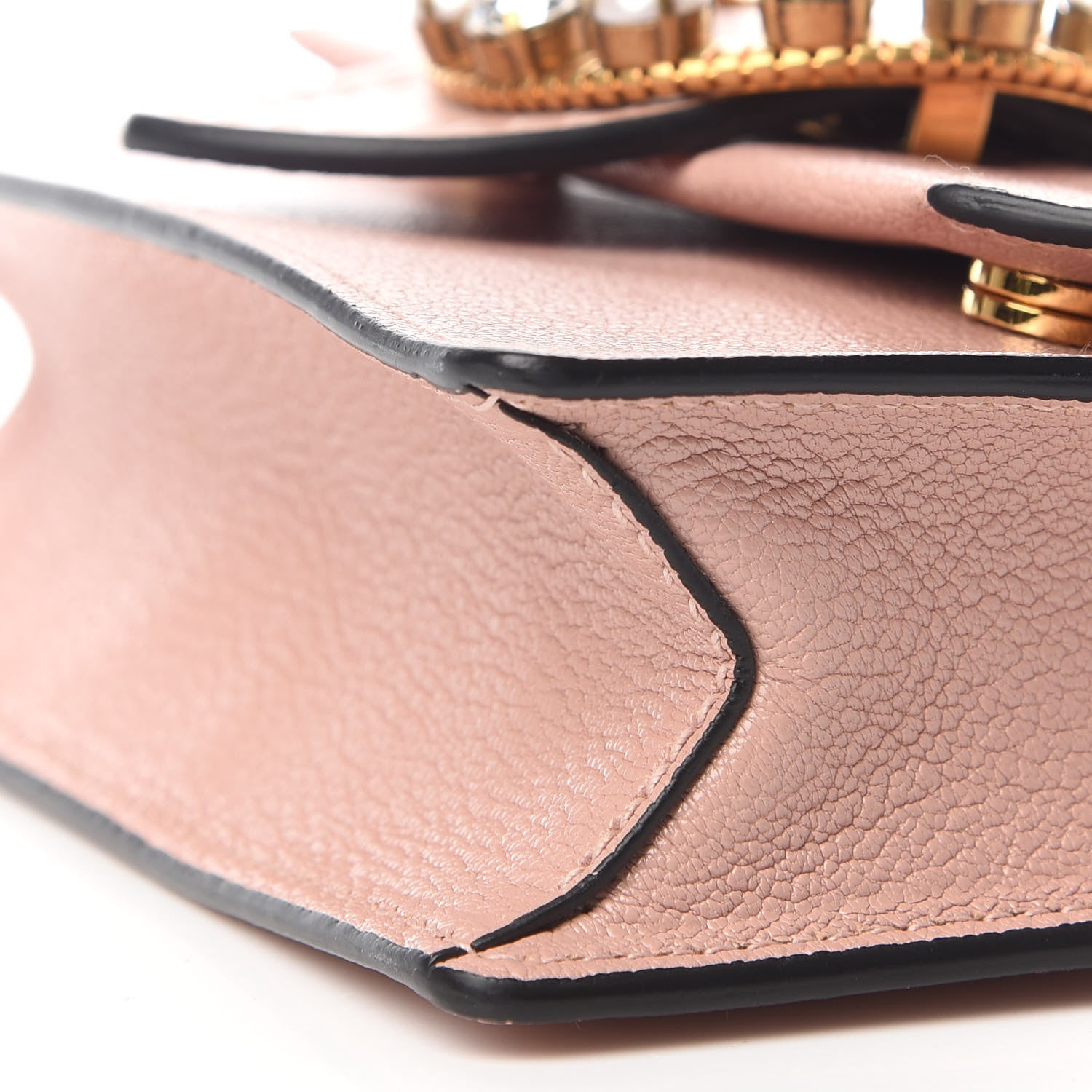 Miu Miu Goatskin Madras Soft Calfskin Crystal Pearl Embellished Shoulder Bag Orchidea 6 of 8