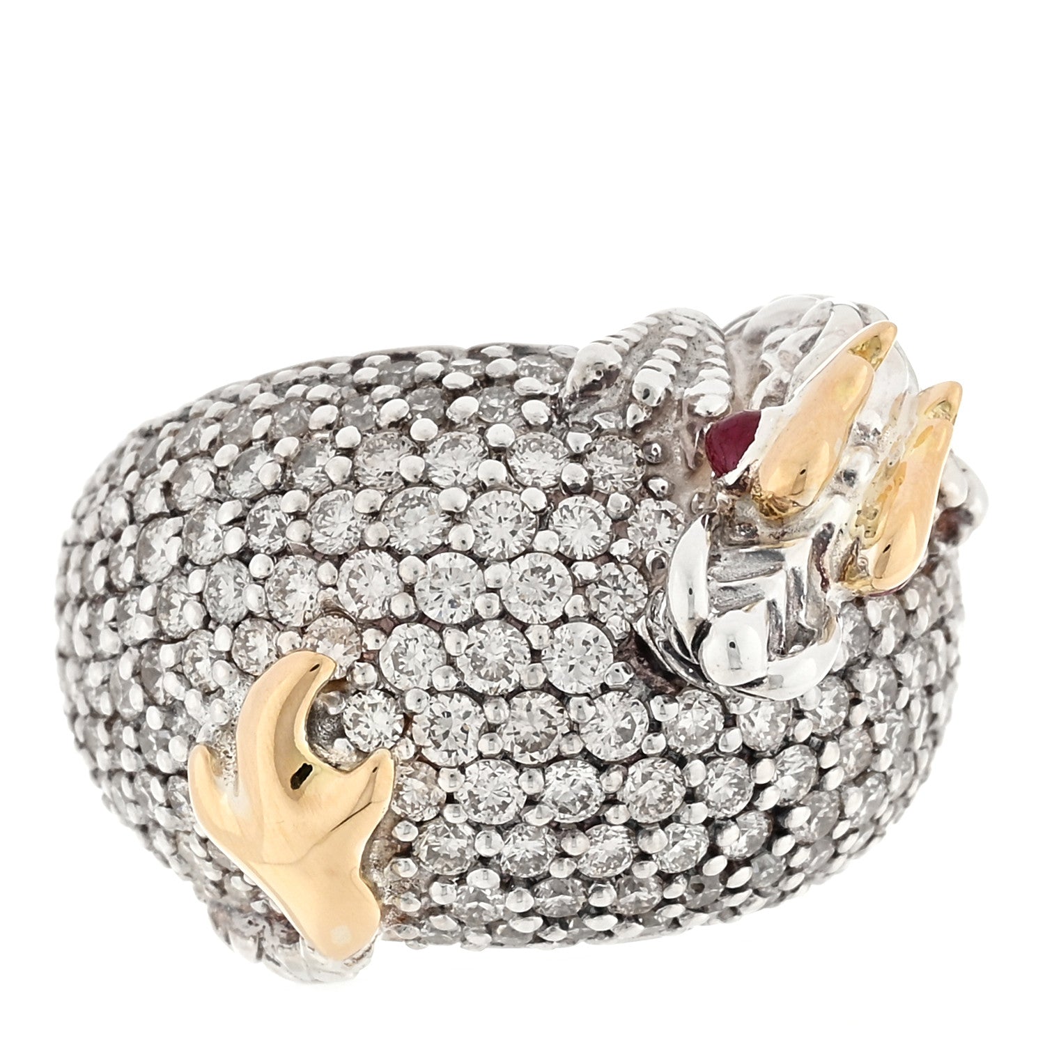 John Hardy Sterling Silver 18K Yellow Gold Diamond Naga Dragon Dome Ring 49 4.75 1 of 5