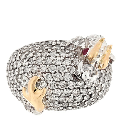 John Hardy Sterling Silver 18K Yellow Gold Diamond Naga Dragon Dome Ring 49 4.75 1 of 5