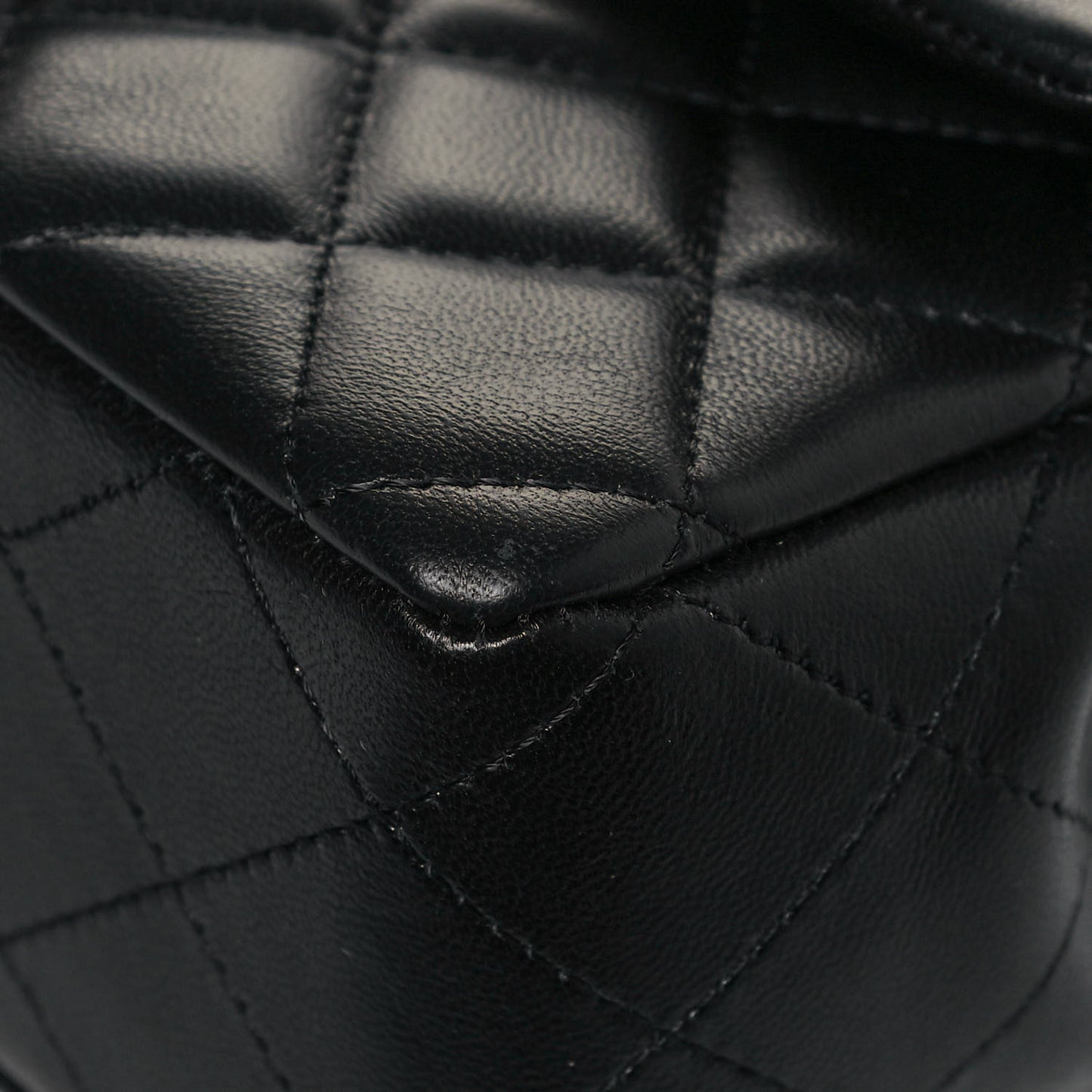 Lambskin Quilted Mini Rectangular Flap Black