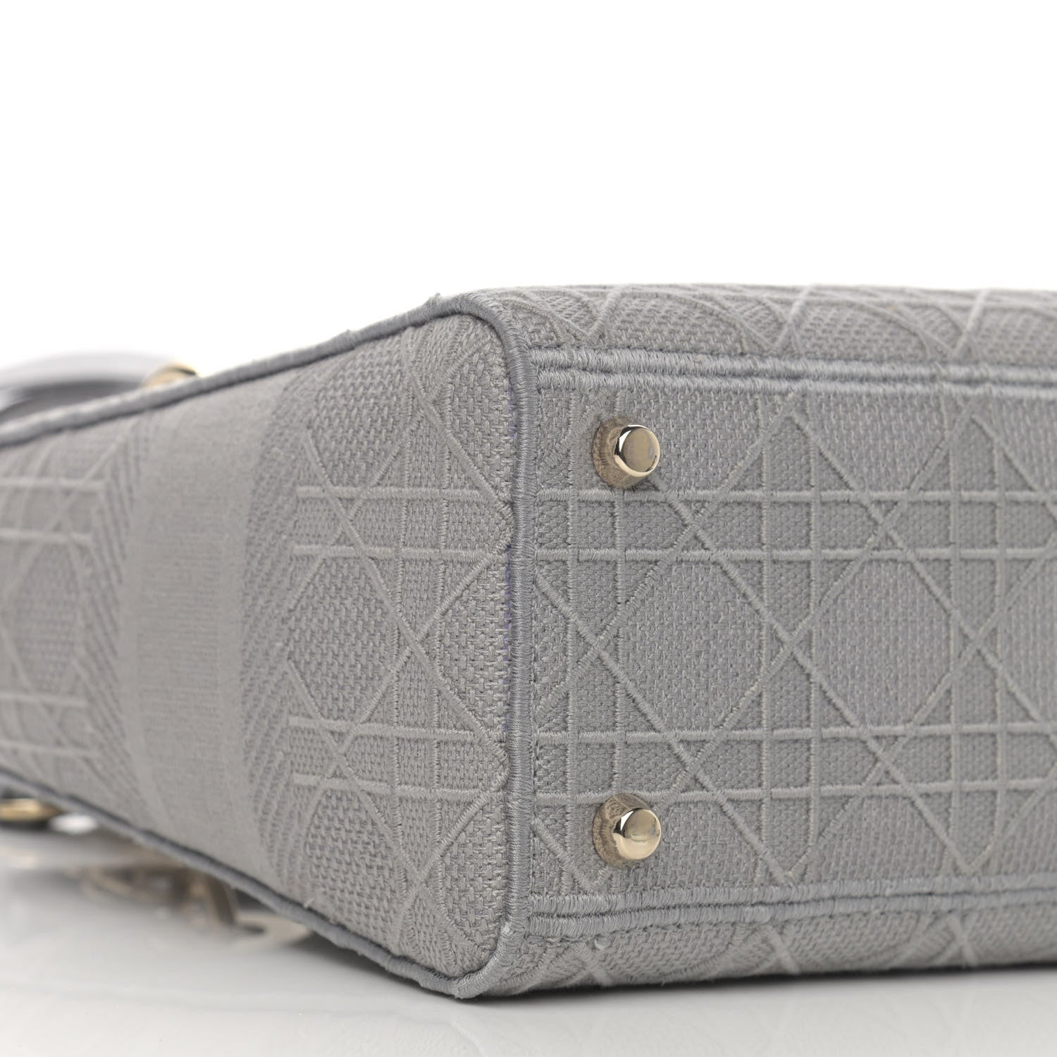 Christian Dior Canvas Embroidered Cannage Medium Lady D-Lite Gray 8 of 11