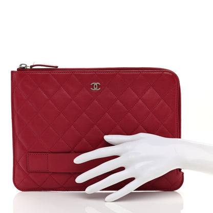 Chanel Calfskin Quilted Medium Slide Pouch Red 2 of 8
