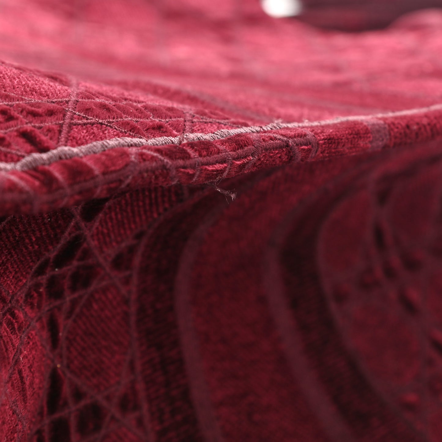 Velvet Cannage Large Book Tote Burgundy