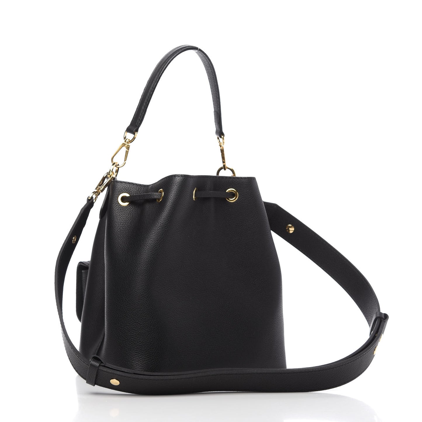 Calfskin Lockme Bucket MM Black