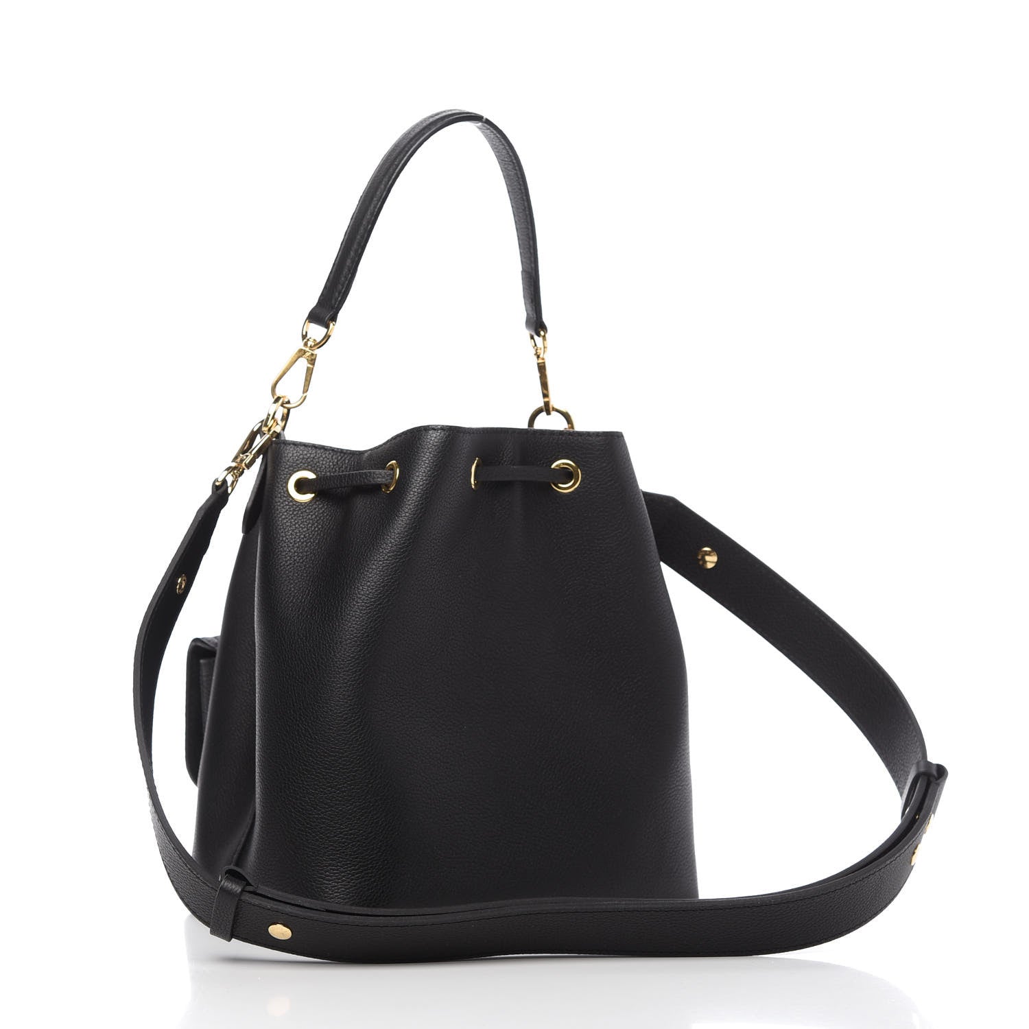 Louis Vuitton Calfskin Lockme Bucket MM Black 3 of 9