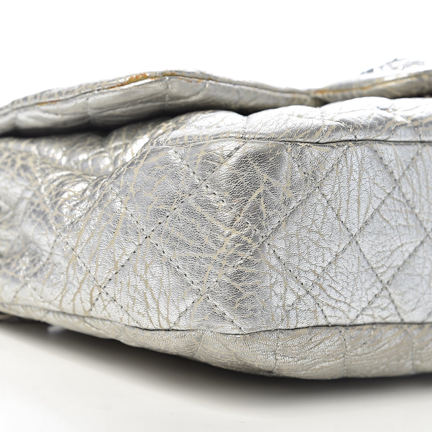 Chanel Calfskin Mirror CC Crackled Flap Silver 8 of 12
