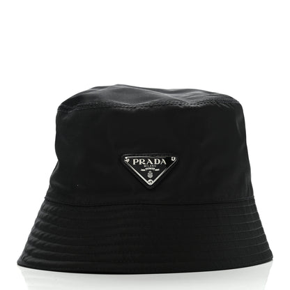 Prada Re-Nylon Metal Triangle Logo Womens Bucket Hat M Black 3 of 9