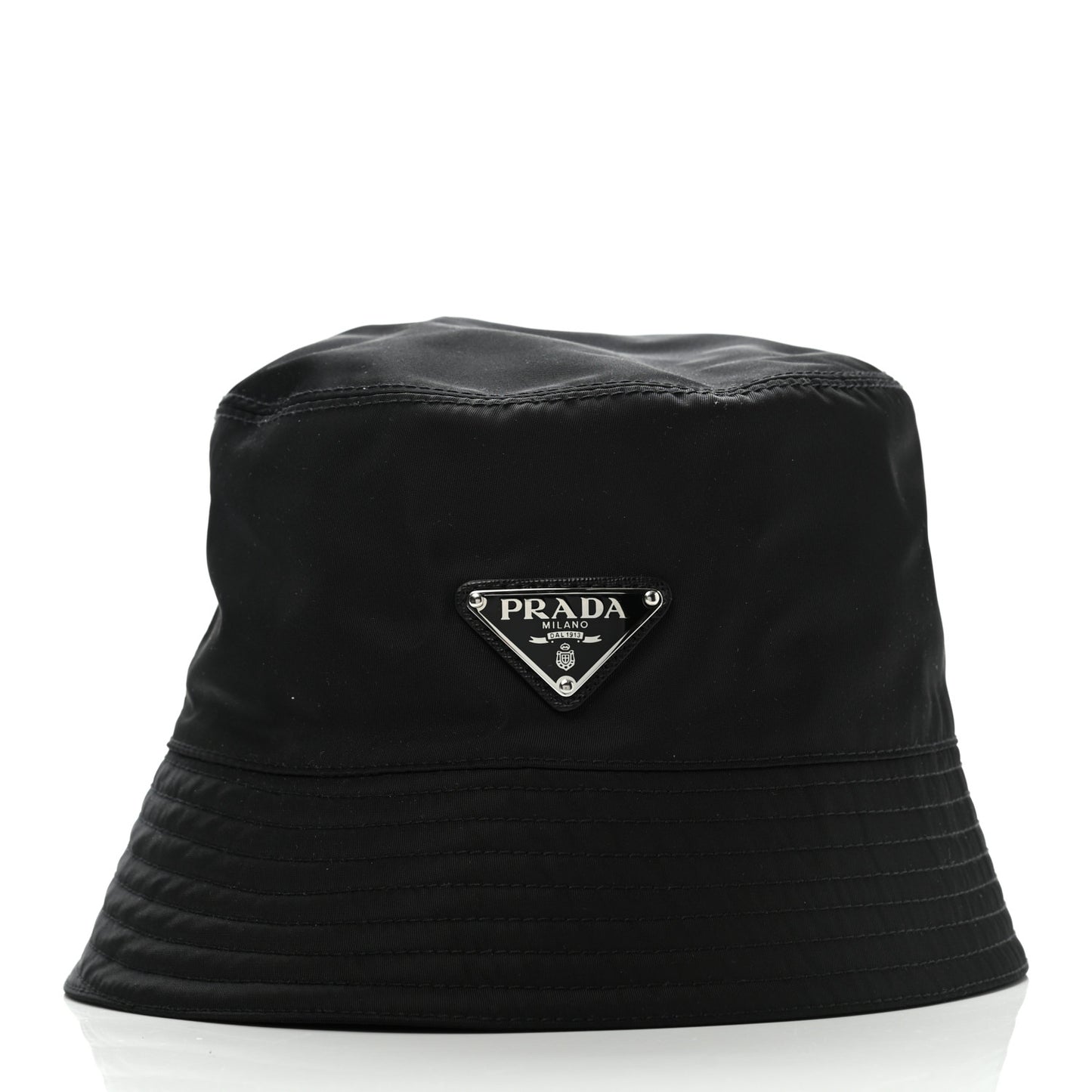 Re-Nylon Metal Triangle Logo Womens Bucket Hat S Black