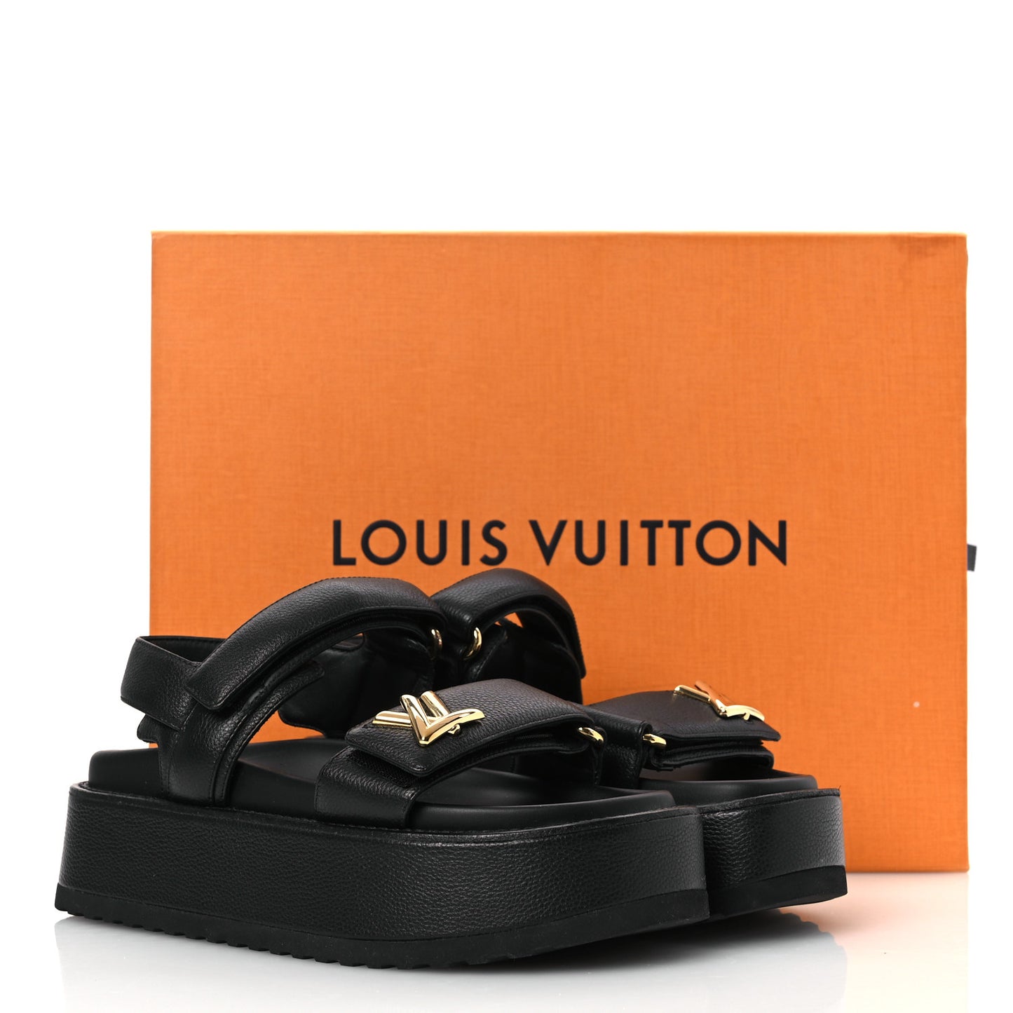 Lambskin Sunset Comfort Platform Sandals 36.5 Black