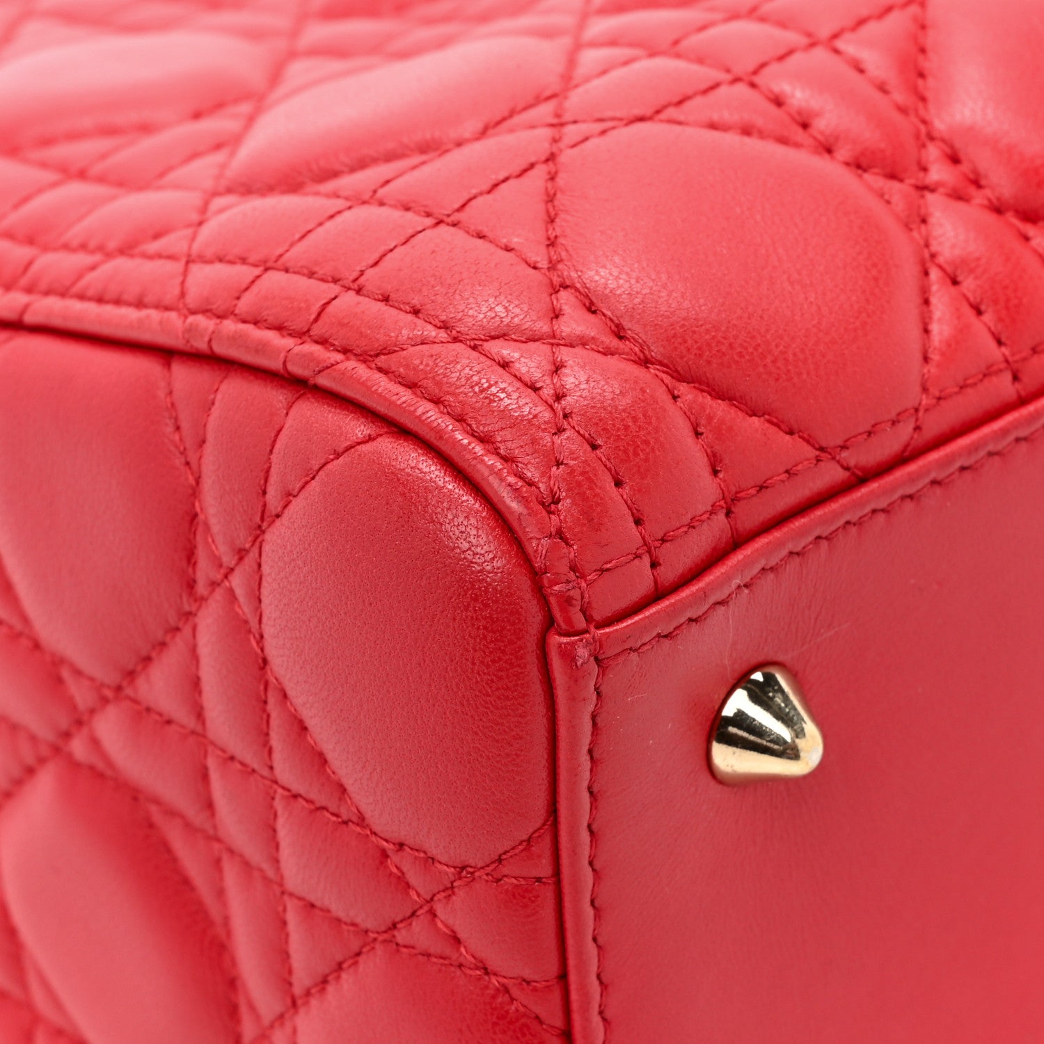 Christian Dior Lambskin Cannage Medium Lady Dior Red 10 of 14