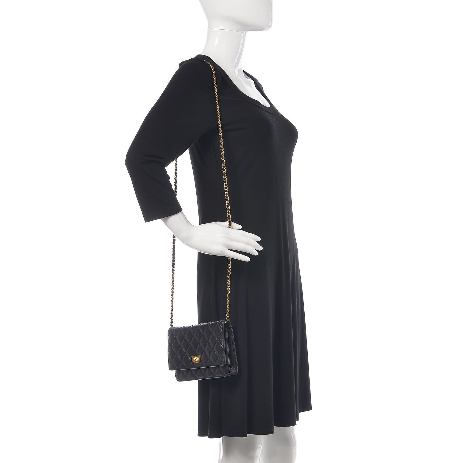 Chanel Aged Calfskin Quilted Reissue Wallet On Chain WOC Black 2 of 14