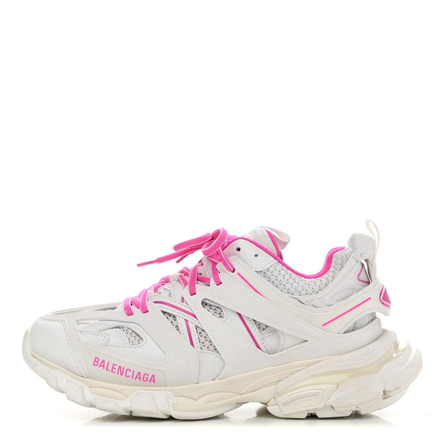 Mesh Rubber Bi-Color Womens Track Sneakers 39 White Fluo Pink