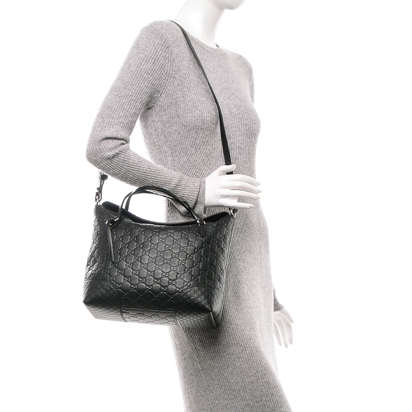 Guccissima Medium Bree Foldover Tote Black