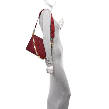 Louis Vuitton Lambskin Embossed Monogram Coussin PM Wine 2 of 10