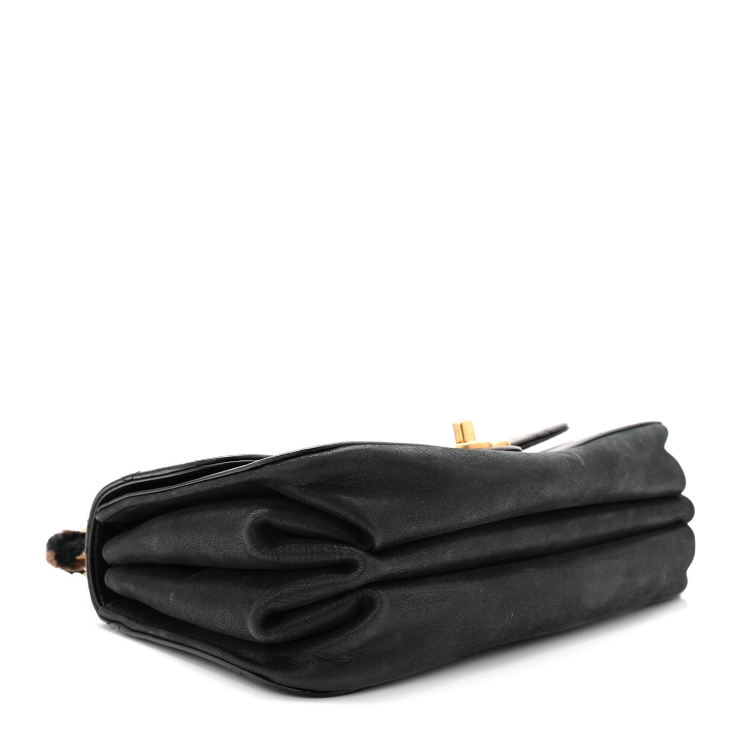 Glazed Calfskin Quilted Small Straight Lined Flap Black
