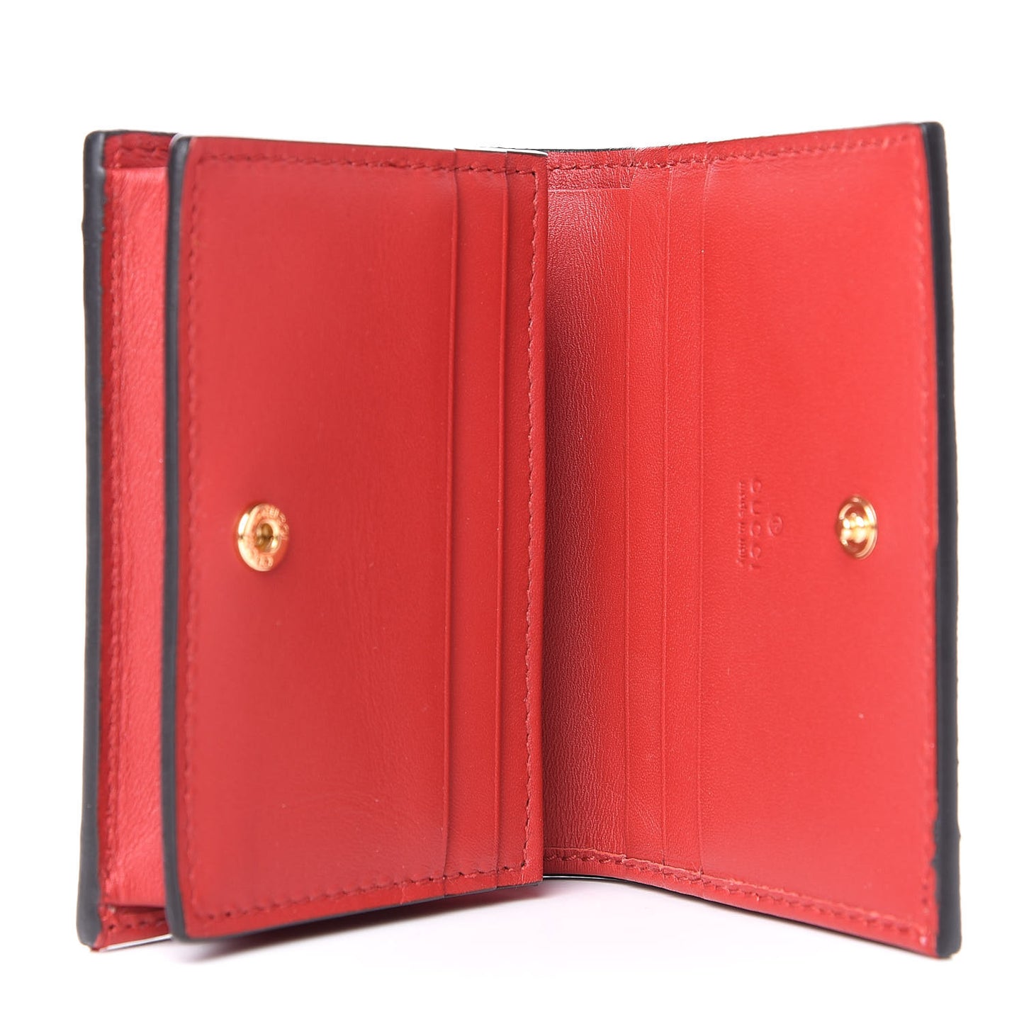 GG Supreme Monogram Bosco Patch Card Case Wallet Beige Malva Hibiscus Red