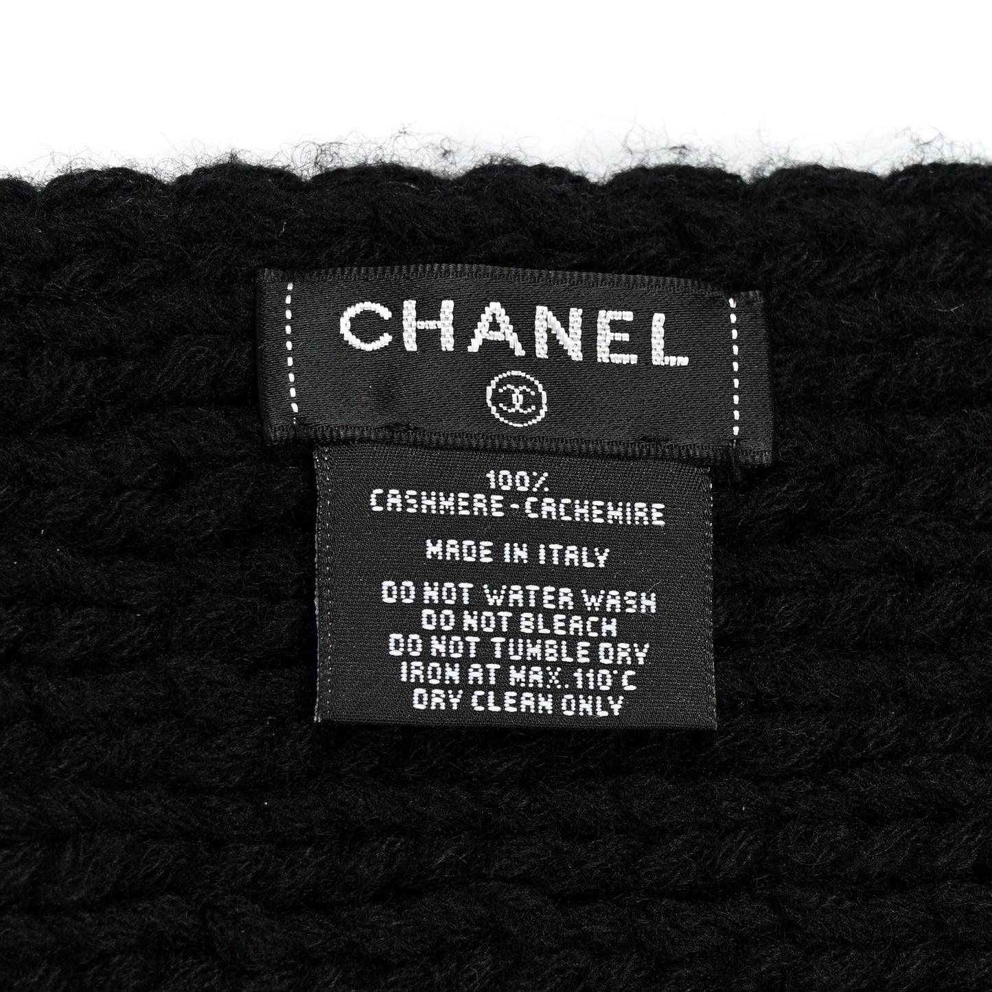 Cashmere Knit CC Scarf Black White