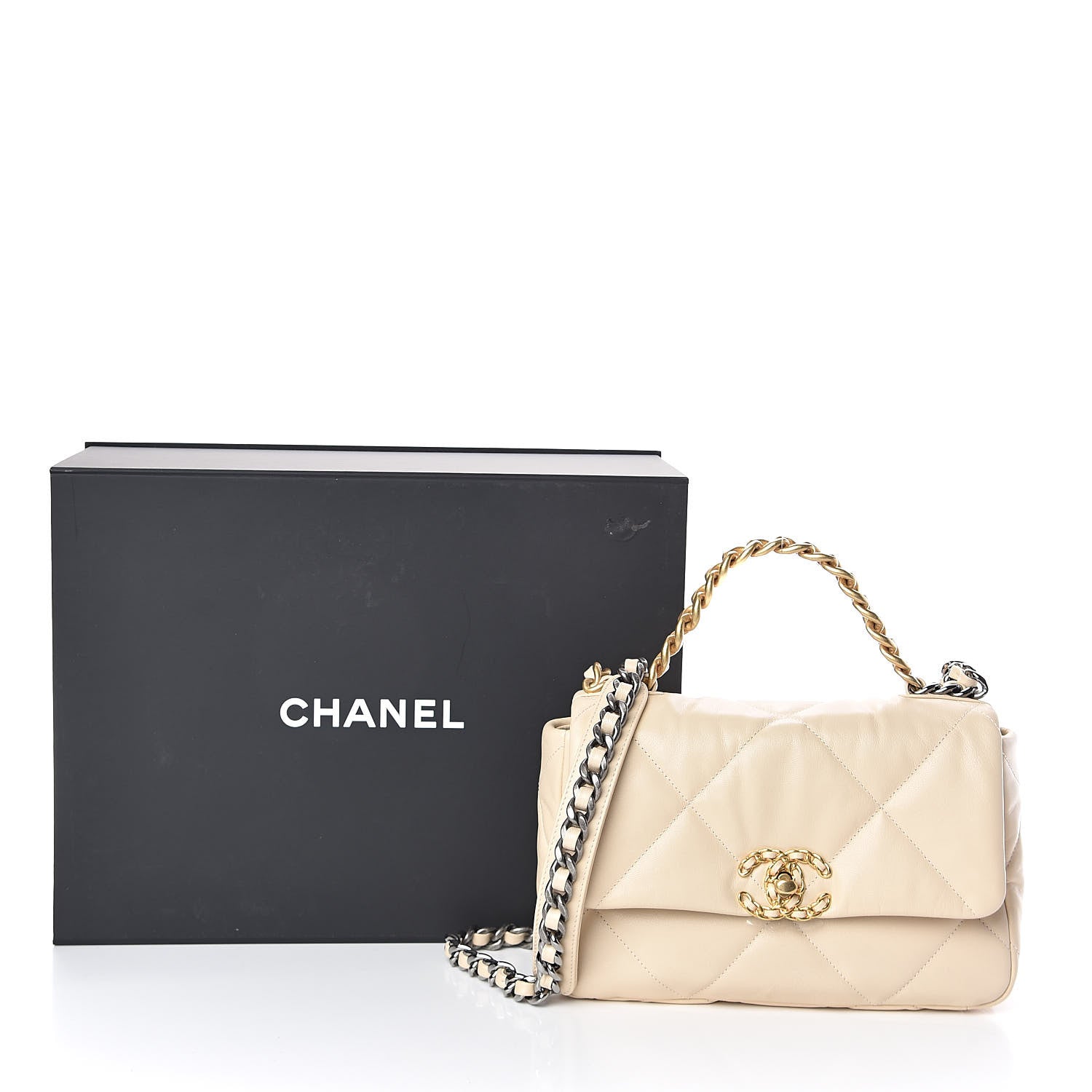 Chanel Goatskin Quilted Medium 19 Flap Beige 11 of 11