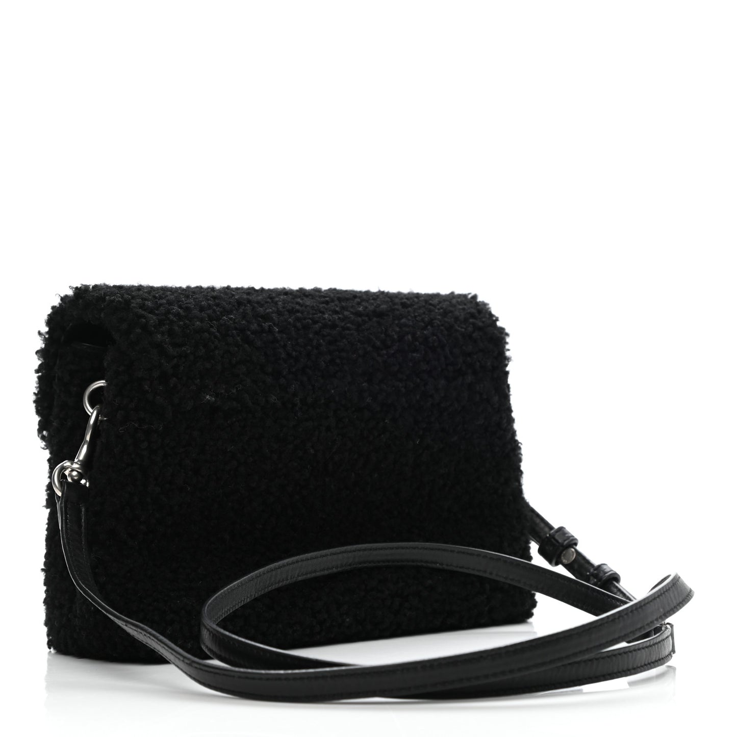 Shearling Toy Loulou Shoulder Bag Black