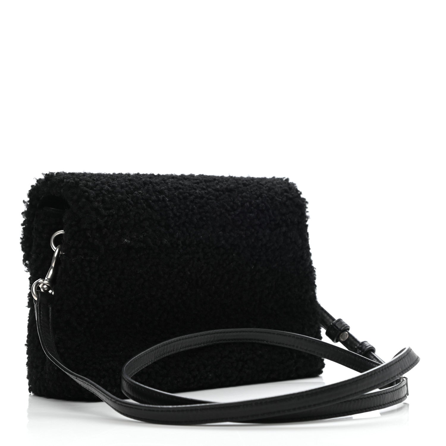 Saint Laurent Shearling Toy Loulou Shoulder Bag Black 3 of 8