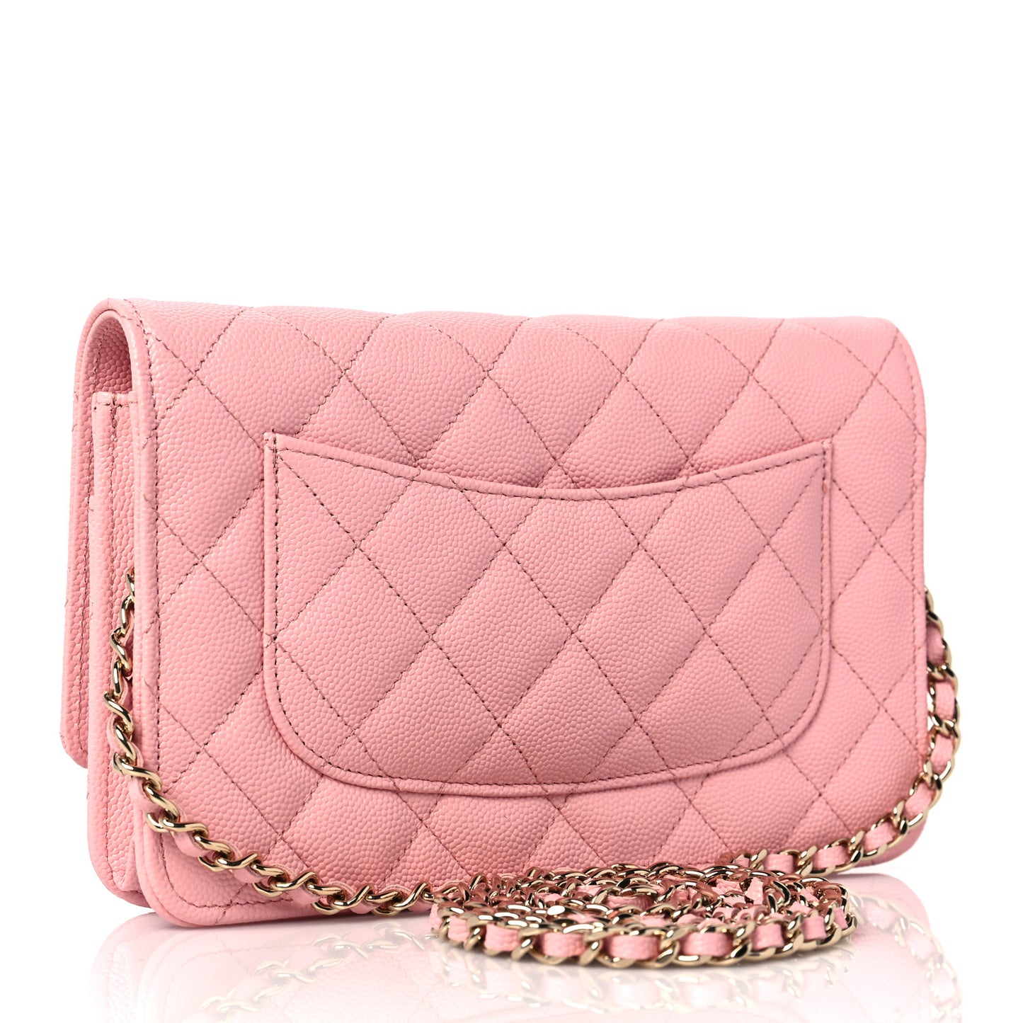 Caviar Quilted Wallet on Chain WOC Light Pink