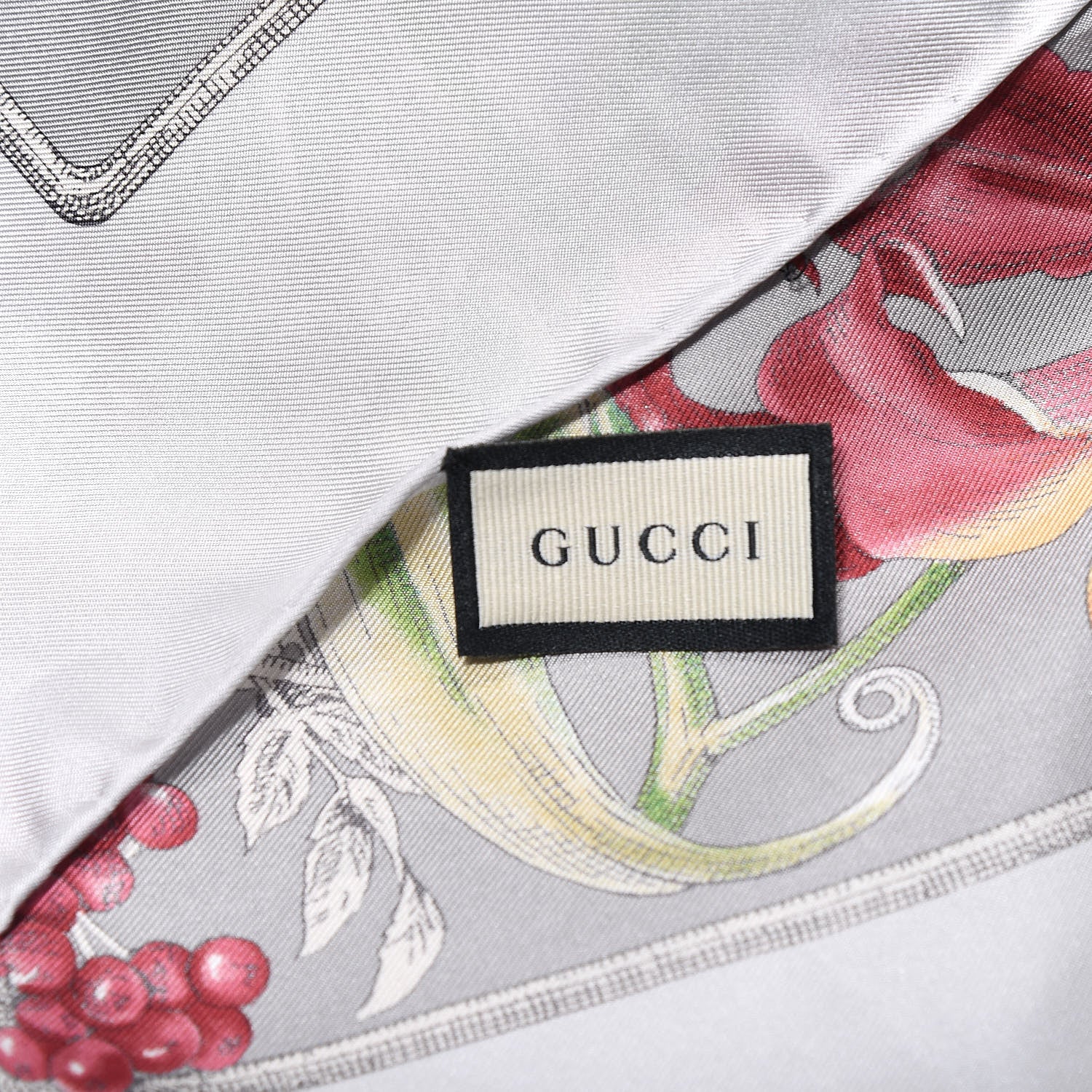 Gucci Silk Twill Wondergardenia Square Scarf Zinc Beige 2 of 5